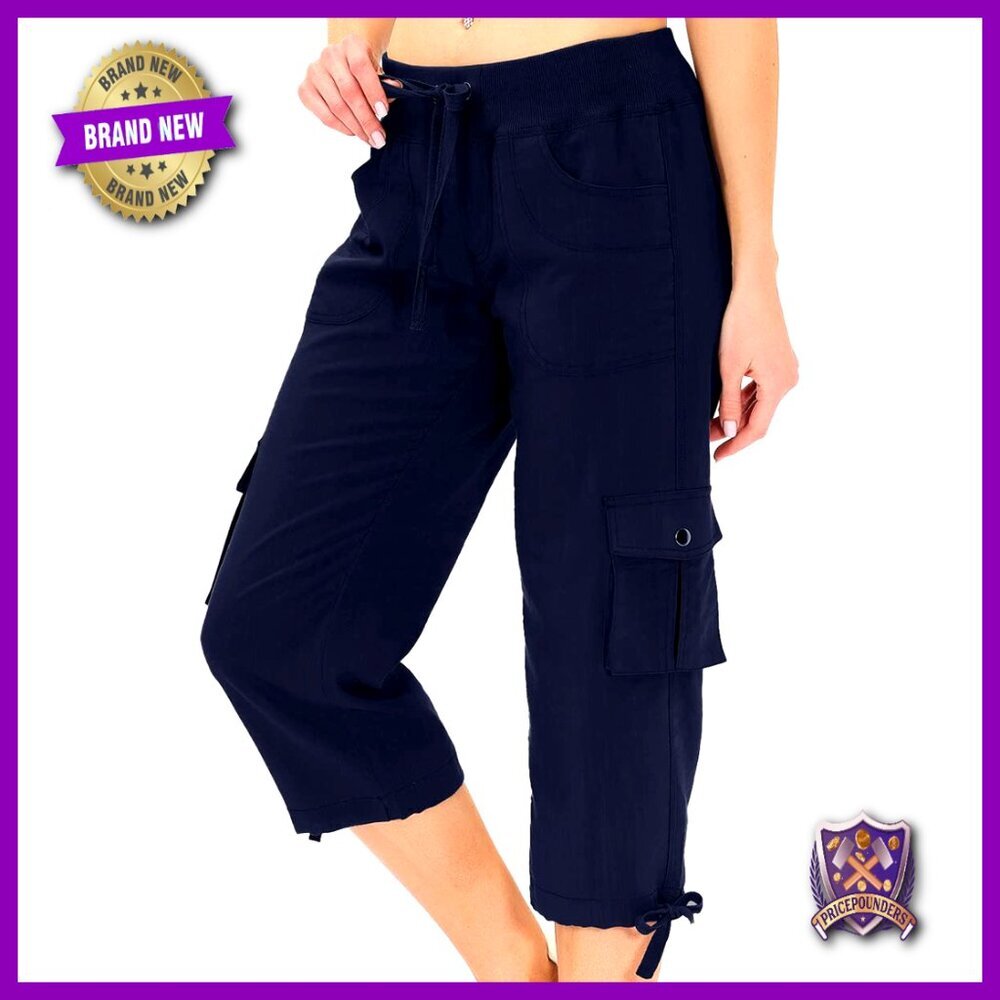 Loose Fit Cargo Capri Pants with Pockets for Hiking & Casual Wear